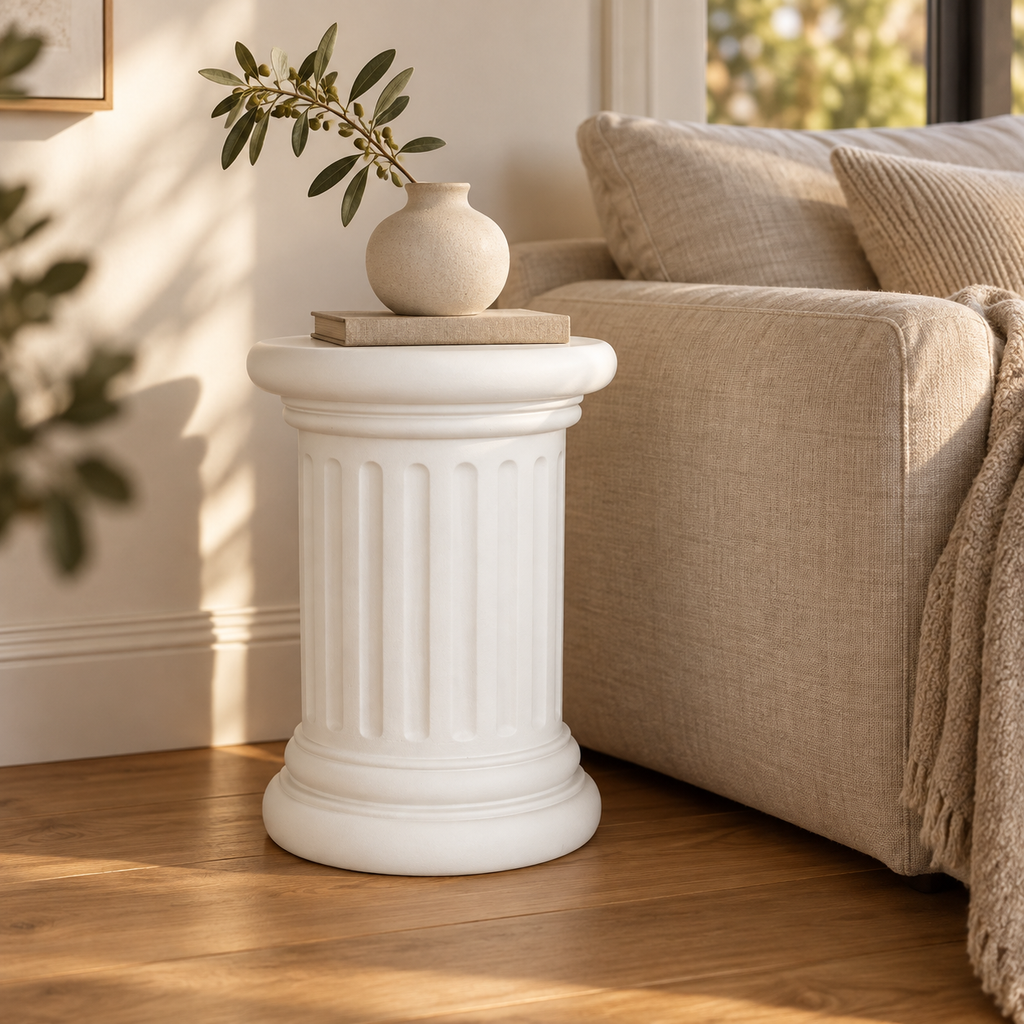 White Fluted Decorative Column – 50cm