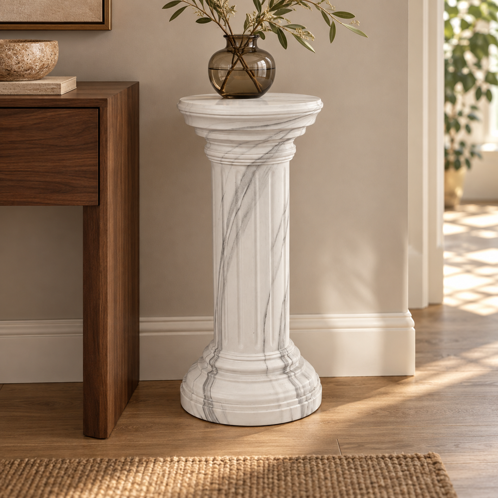 Round Marble Look Decorative Column – 64cm