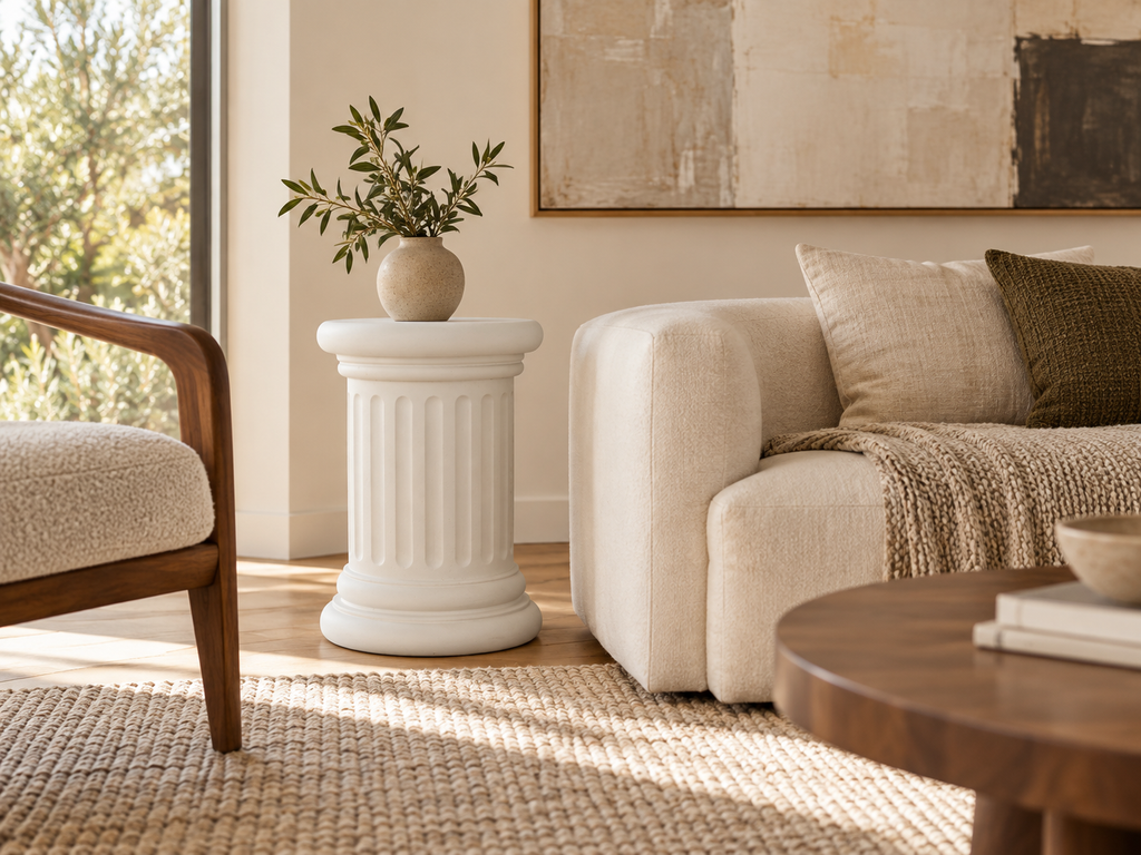 White Fluted Decorative Column – 50cm