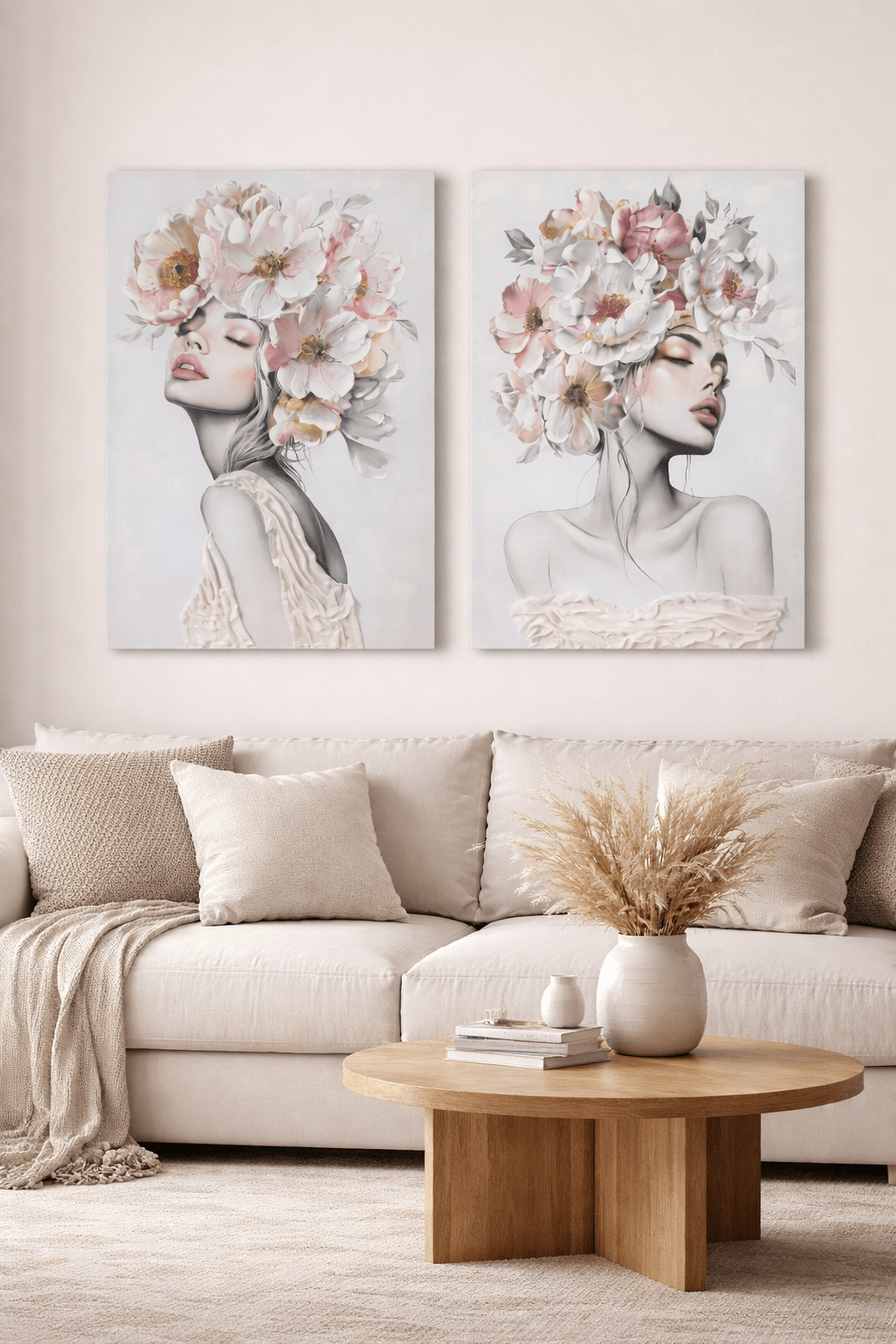 Blossom Muse – 2 Piece Floral Lady Canvas Set - Sol & Stone