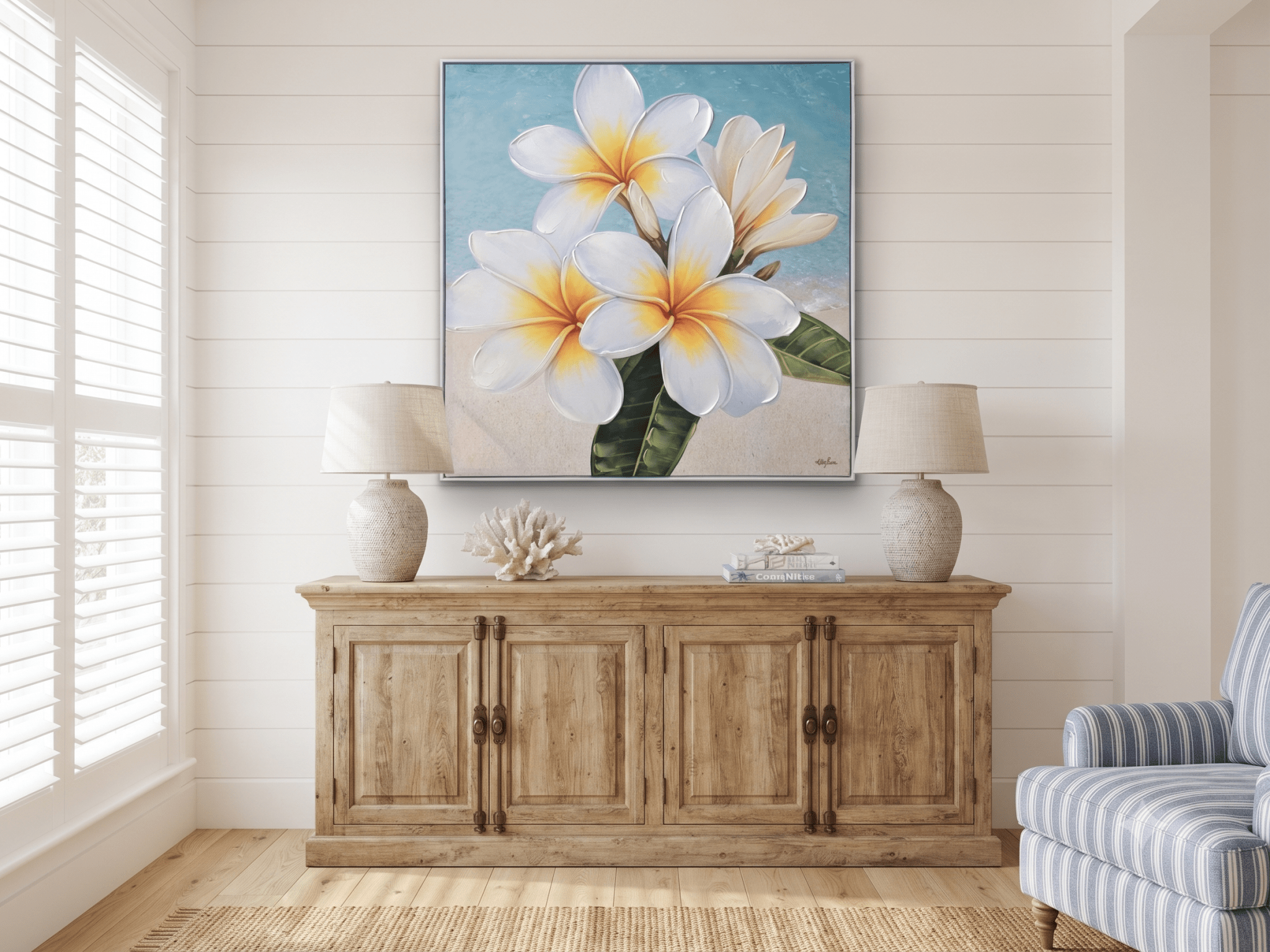 Frangipani Framed Canvas 100cm - Sol & Stone
