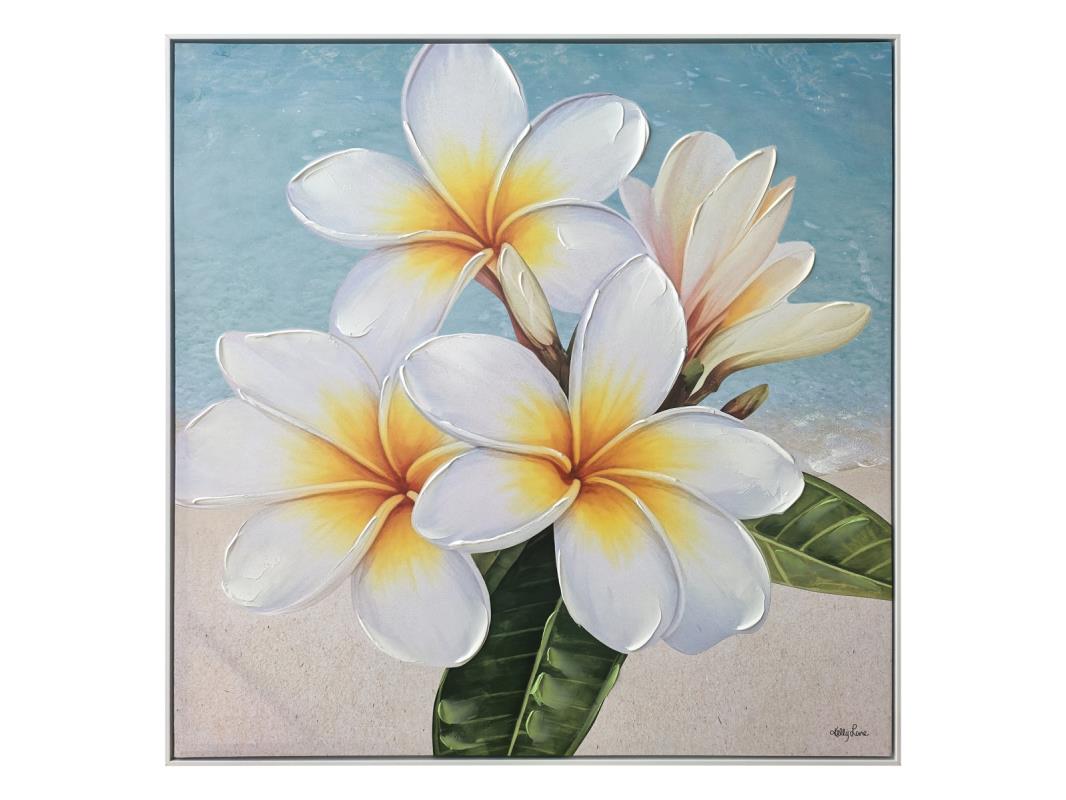 Frangipani Framed Canvas 100cm - Sol & Stone