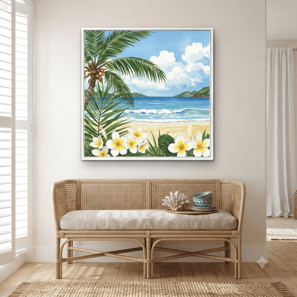 Frangipani Framed Canvas 80cm - Sol & Stone
