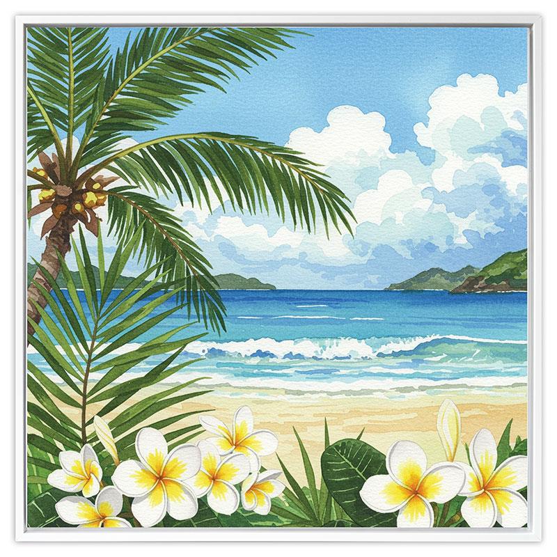 Frangipani Framed Canvas 80cm - Sol & Stone