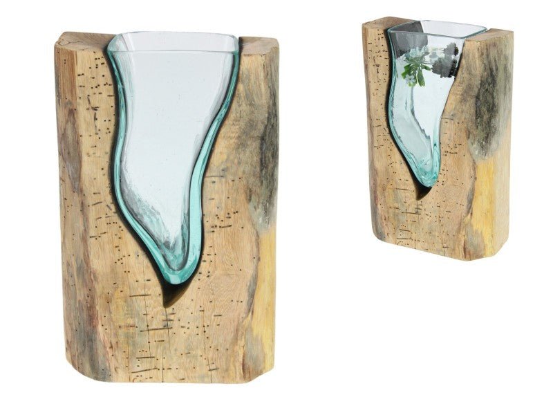 Hand-Blown Glass Fish Vase on Driftwood - Sol & Stone