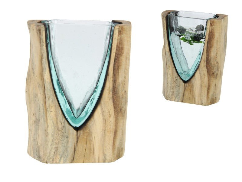 Hand-Blown Glass Fish Vase on Driftwood - Sol & Stone