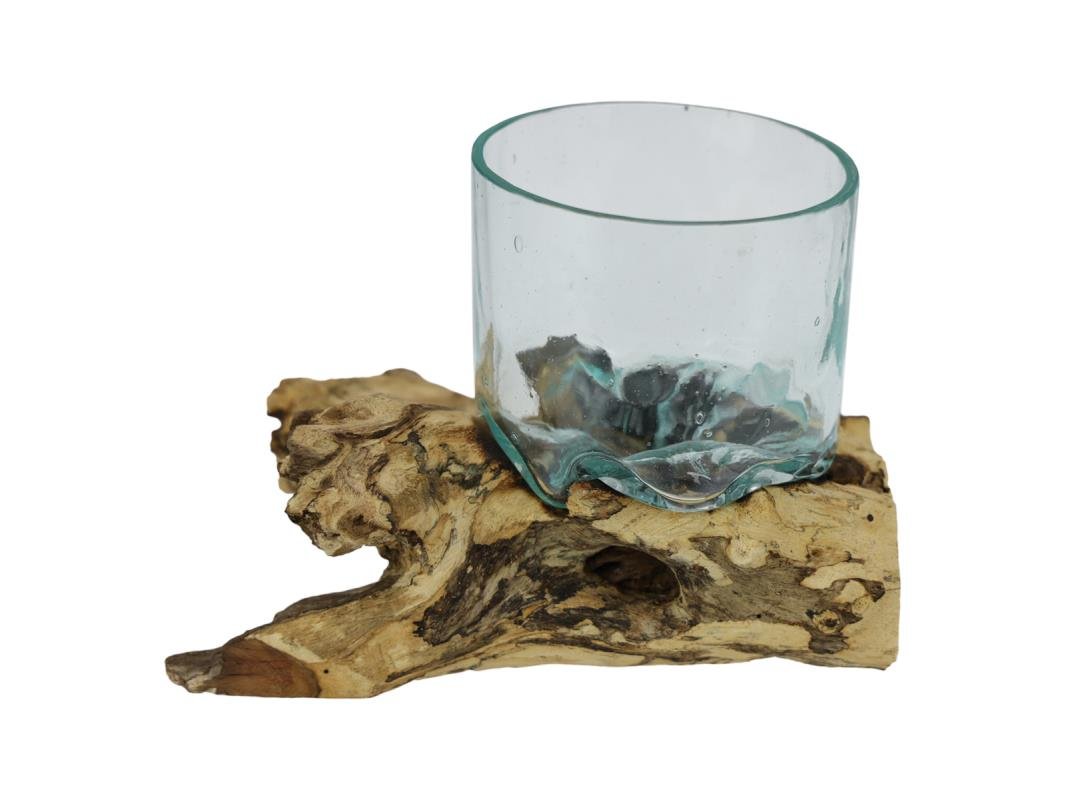 Hand-Blown Glass Terrarium on Driftwood - Sol & Stone