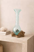 Hand - Blown Glass Vase on Natural Driftwood Base - Sol & Stone