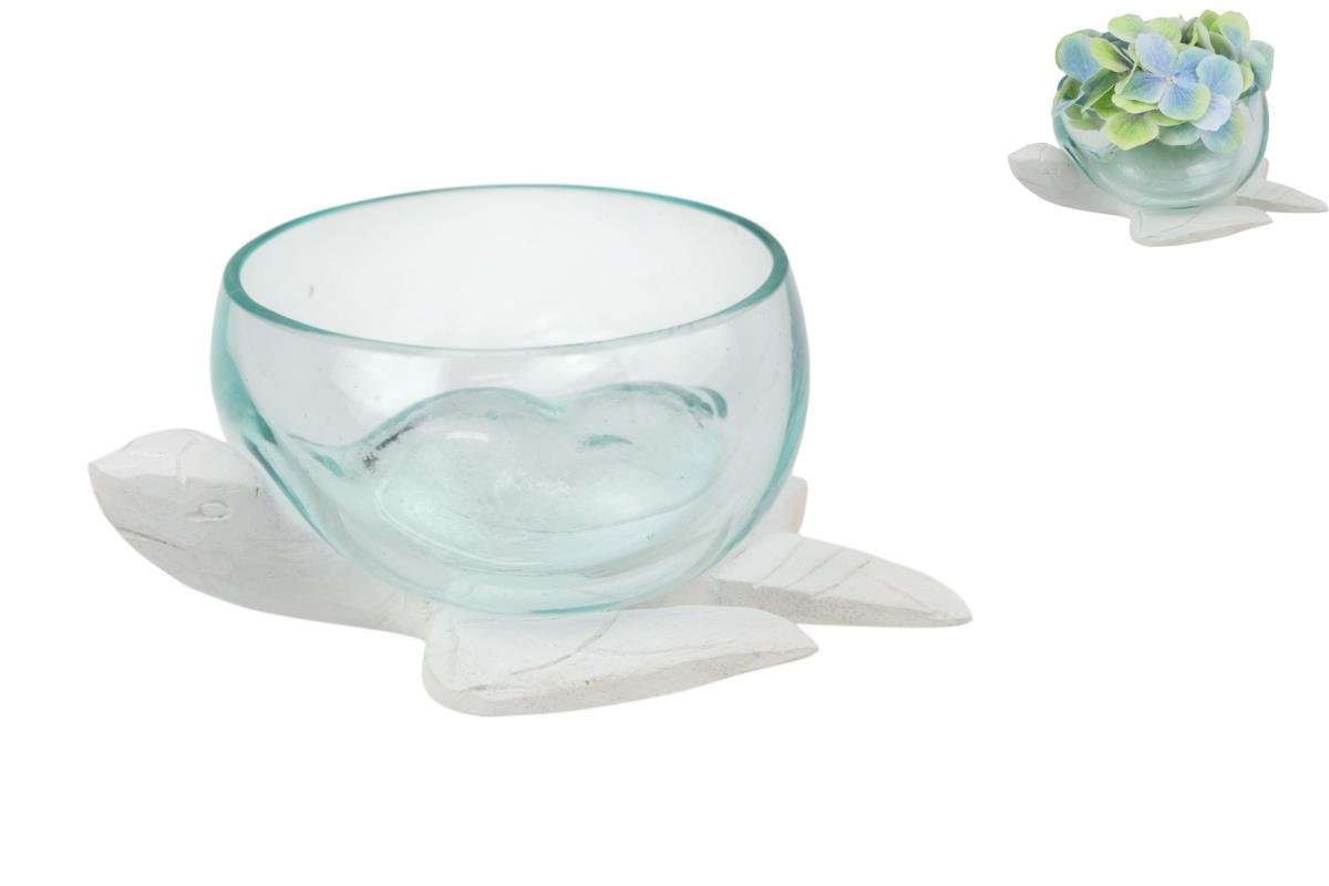 Hand-Carved Turtle with Glass Bowl - Sol & Stone