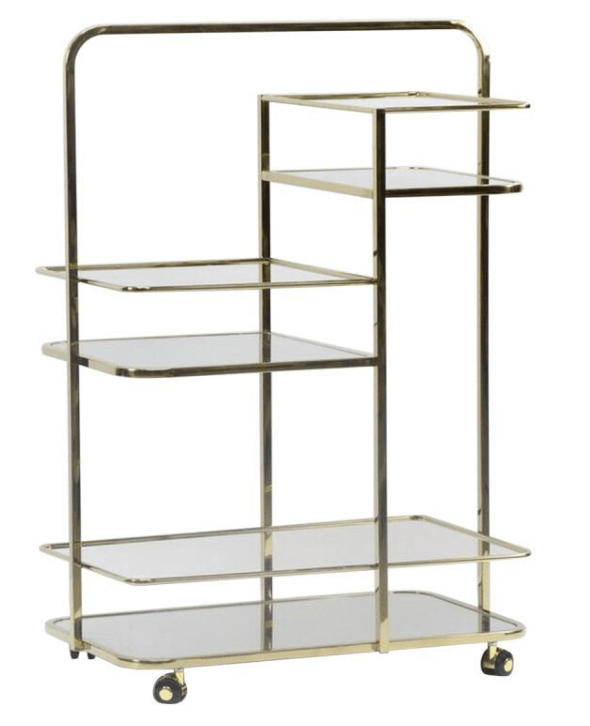 Luxury Gold Drinks Trolley Bar Cart – Mirror Shelves & Castor Wheels - Sol & Stone
