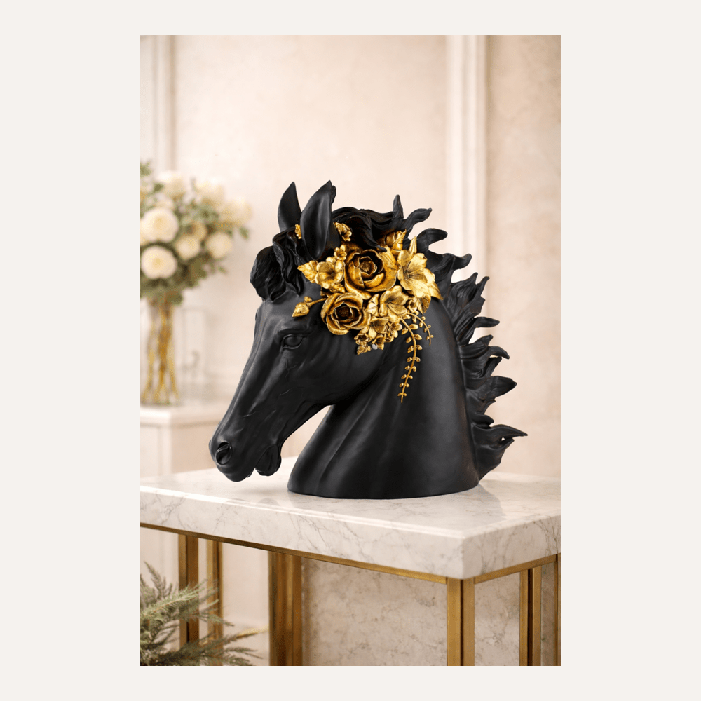 Midnight Bloom Horse Bust - Sol & Stone