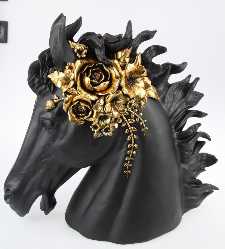 Midnight Bloom Horse Bust - Sol & Stone