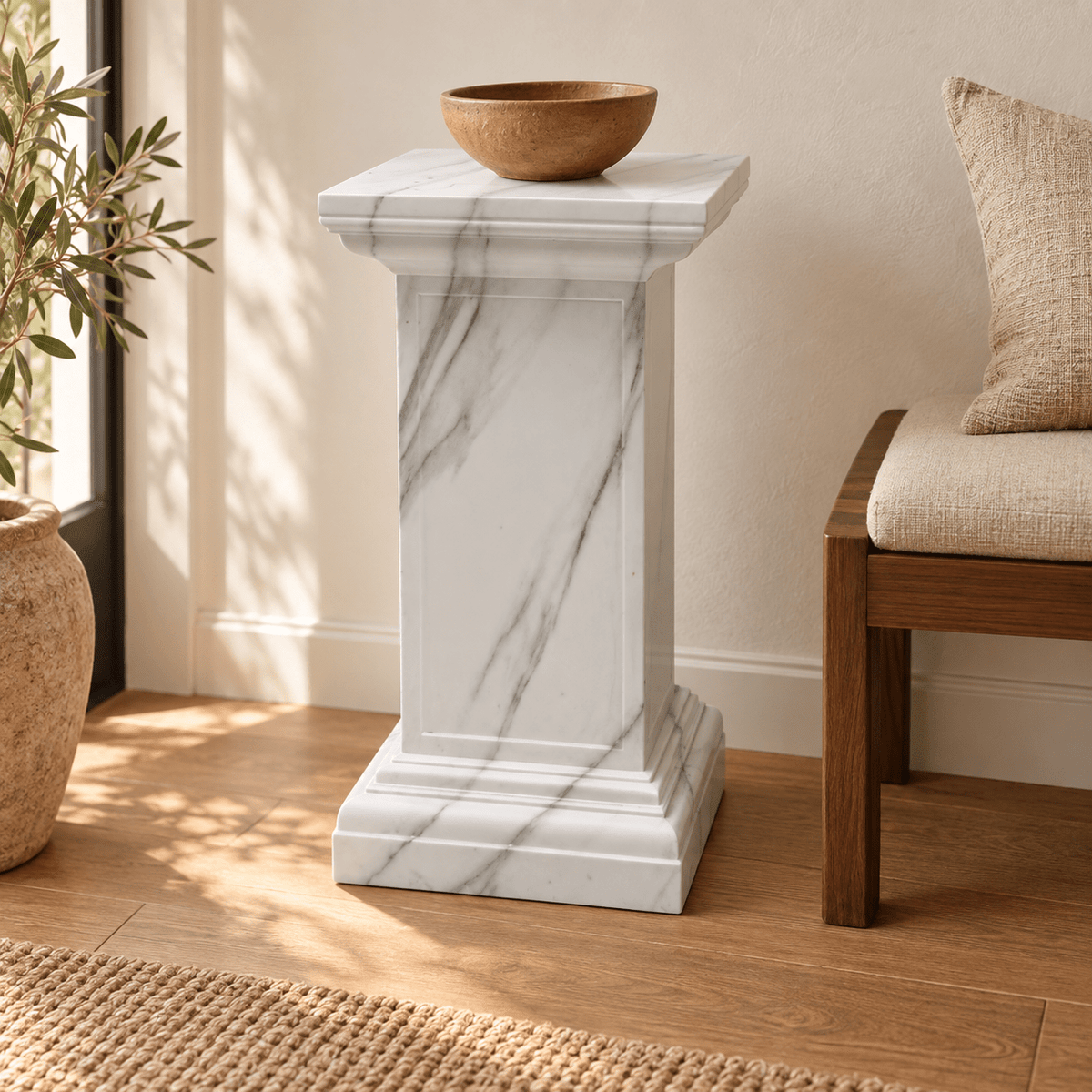 Square Marble Look Decorative Column – 64cm - Sol & Stone
