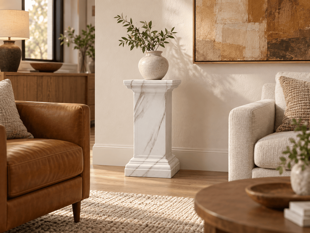 Square Marble Look Decorative Column – 64cm - Sol & Stone