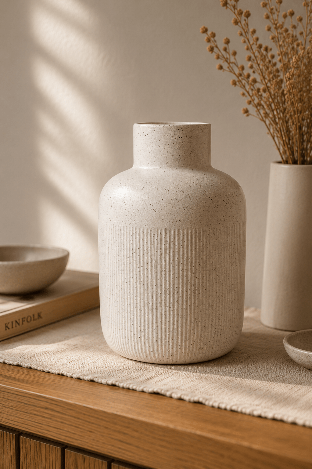 Textured Ceramic Decorative Table Vase - Sol & Stone