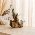 Twin Glass Bowls on Driftwood - Sol & Stone