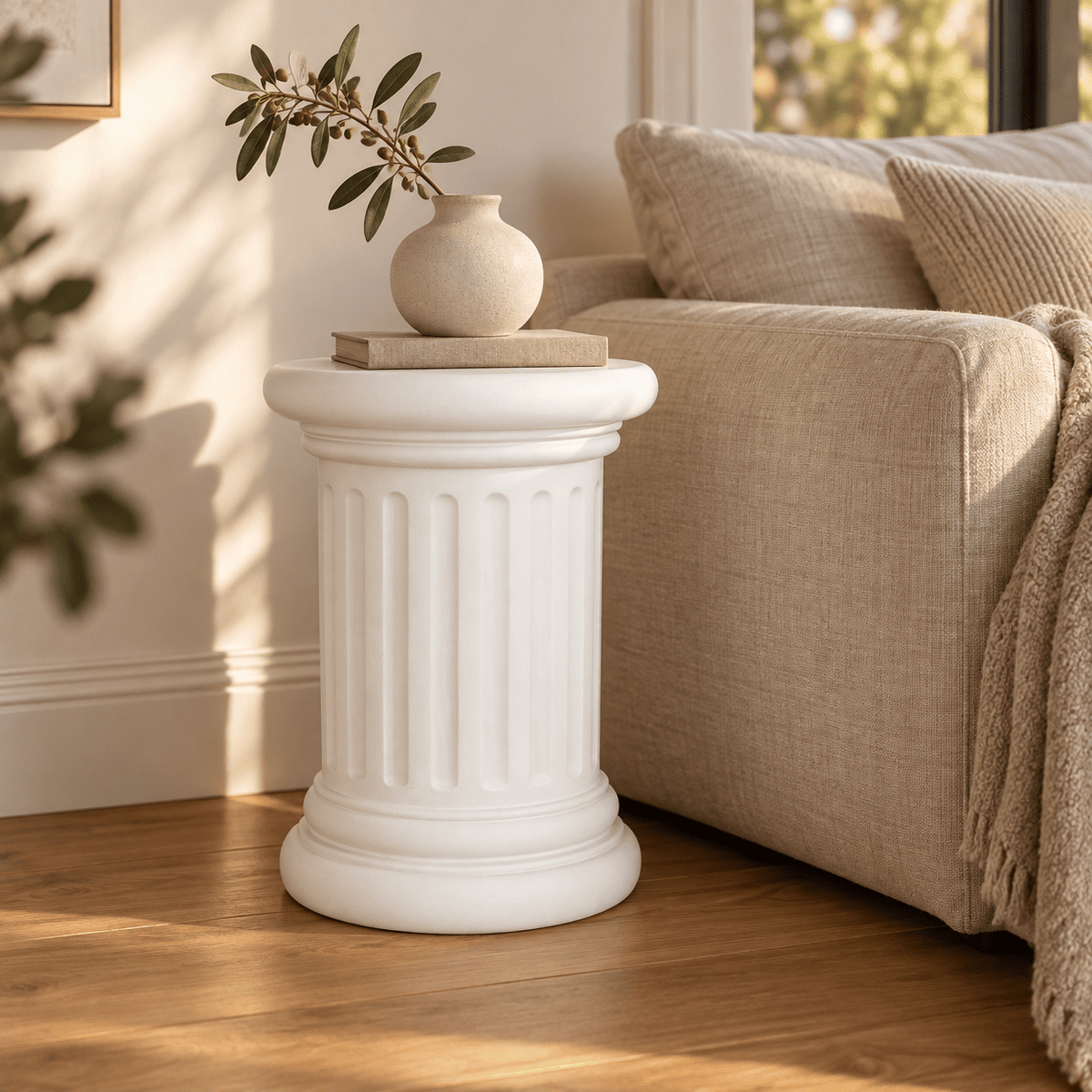 White Fluted Decorative Column – 50cm - Sol & Stone